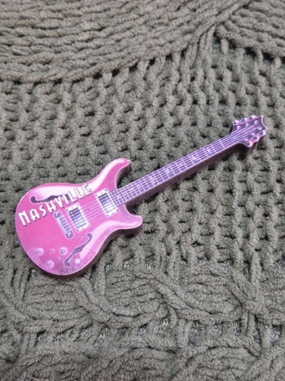 Nashville Tennessee Guitar Fridge Magnet Pink Music Collectible Souvenir